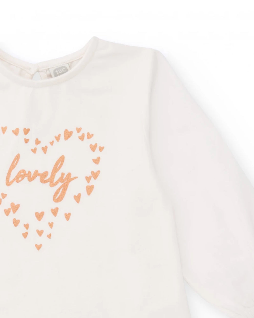 TucTuc Conjunto Camiseta Estampado Corazones Falda Tul Rosa Estampado Corazones Dorados