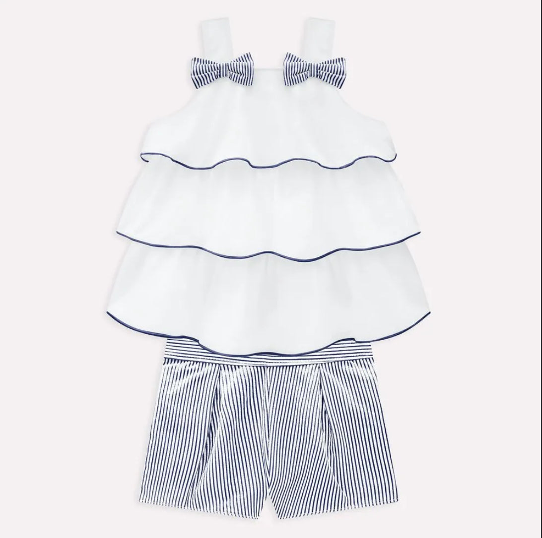 Milon Conjunto Blusa Volantes Azul