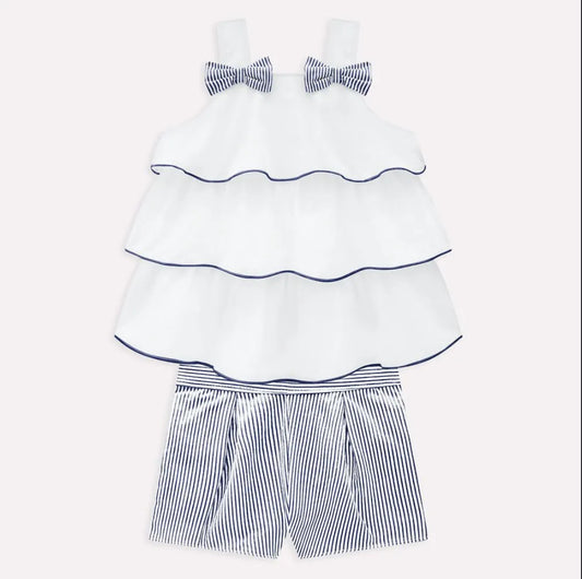 Milon Conjunto Blusa Volantes Azul