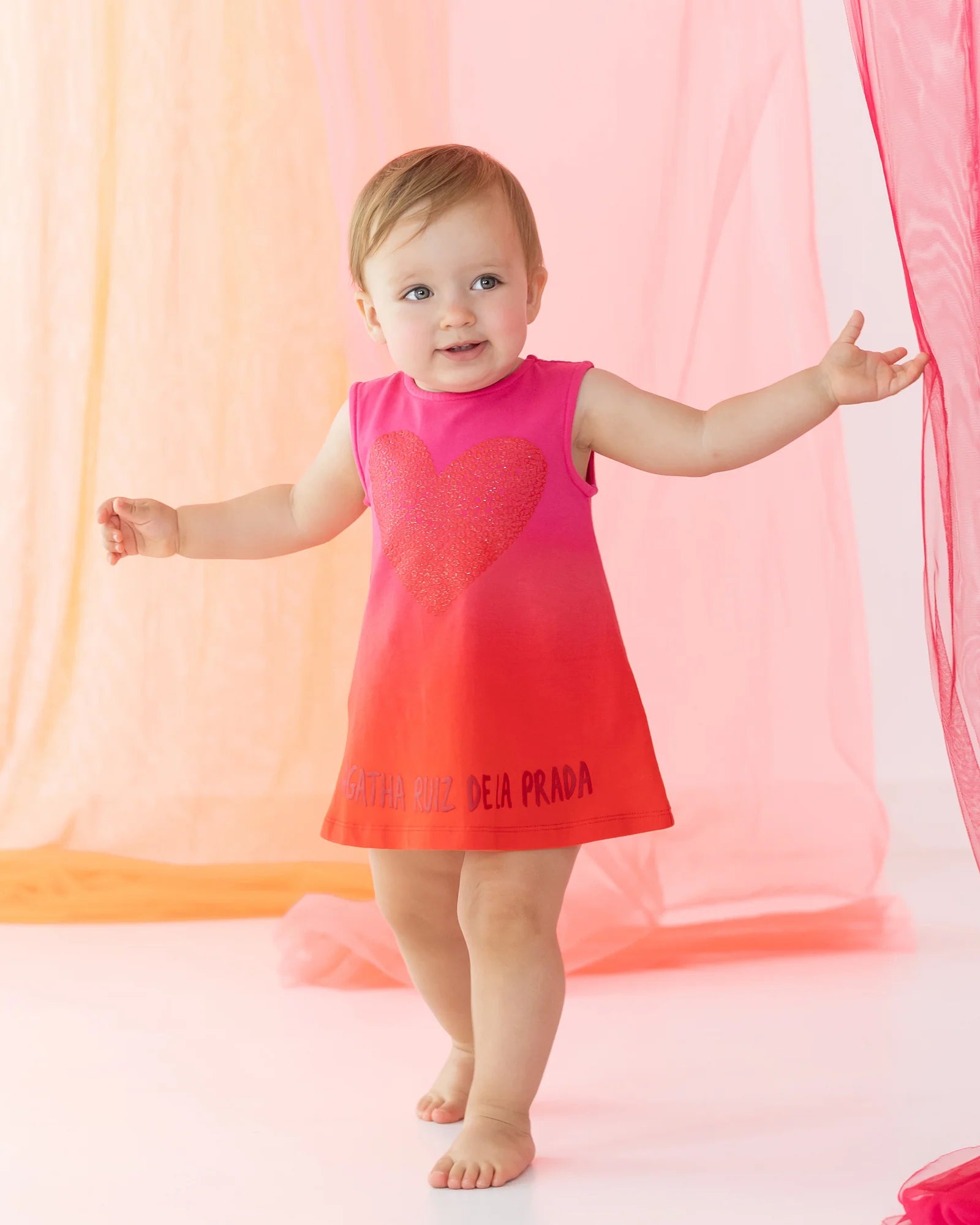 pink dress with red hearts Agatha Ruiz de La Prada-Girls & Sequin Heart %0D%0ADelicate%20sewing%20and%20hemming%20by%20durable%20needle%20lockstitch%20machine Navy Fitted Short Sleeve Size:XL - UK Womens Size 14 roses