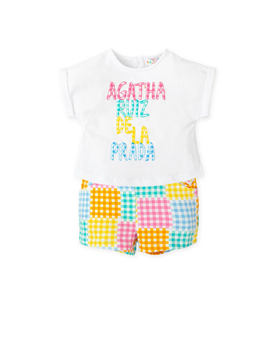 AGATHA RUIZ DE LA PRADA BABY CAMISETA Y PANTALON SHORT VICHY MULTICOLOR NIÑA