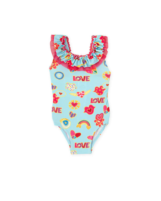 AGATHA RUIZ DE LA PRADA BABY TRAJE DE BAÑO ESTAMPADO ICONOS AGUAMARINA NIÑA