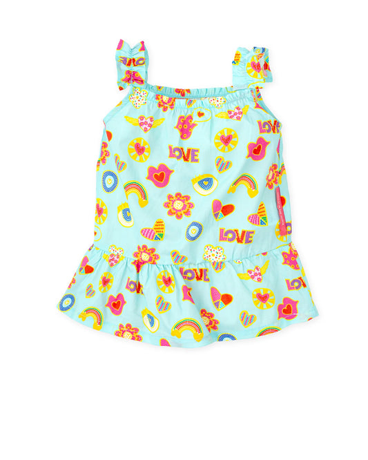 AGATHA RUIZ DE LA PRADA BABY VESTIDO ESTAMPADO ICONOS AGUAMARINA NIÑA