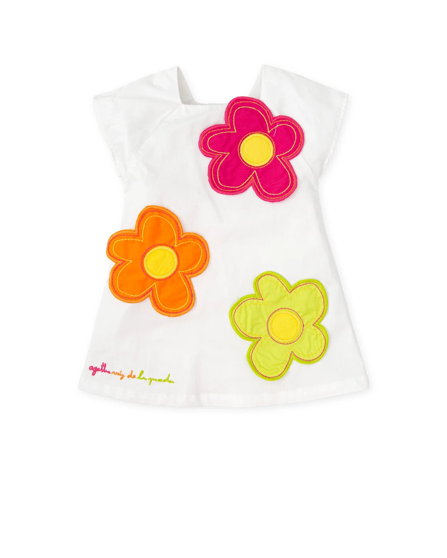 AGATHA RUIZ DE LA PRADA BABY VESTIDO BLANCO FLORES COLORES NIÑA