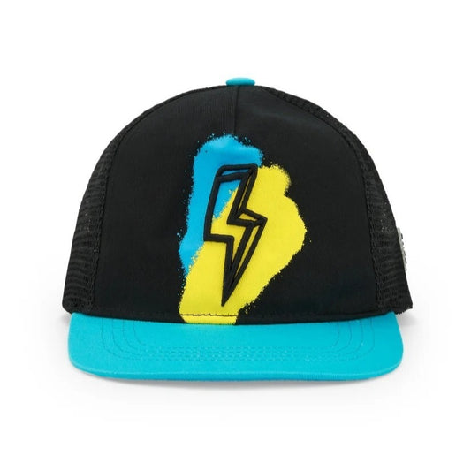 TucTuc Gorra Para Niños En Negro Con Detalles En Azul Y Amarillo Y Rayo Frontal