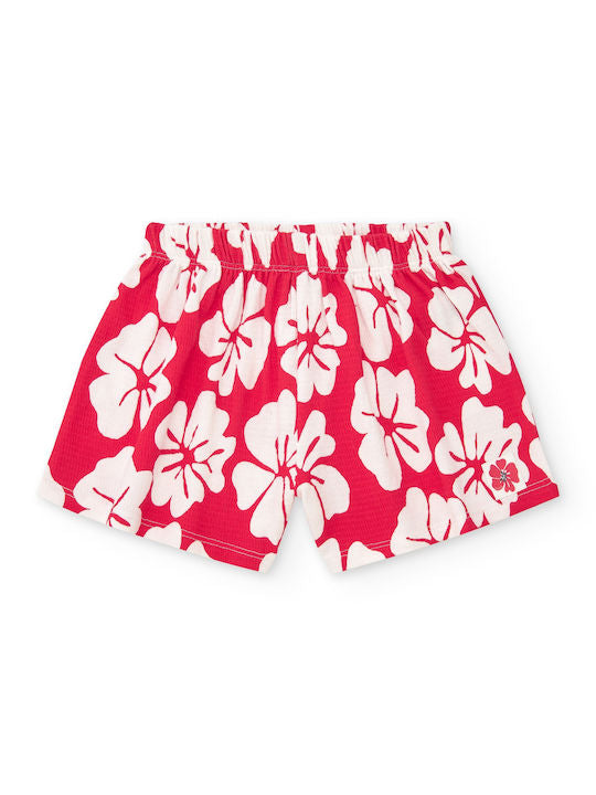 Tuc Tuc Conjunto para niña con camiseta de volantes y short floral en rojo y blanco. Colección: Beach Squad