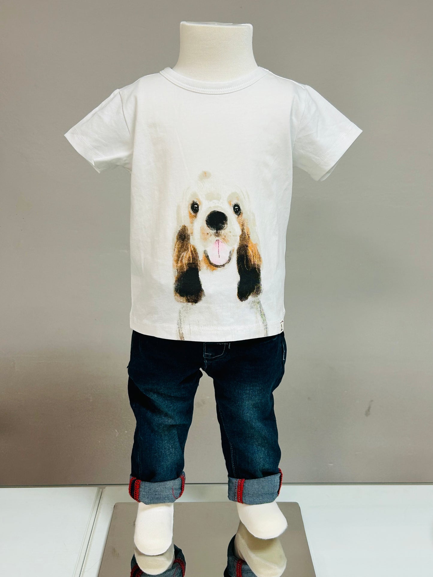 Me & Henry Baby Henry Tee White With Mark Blue Denim Jean
