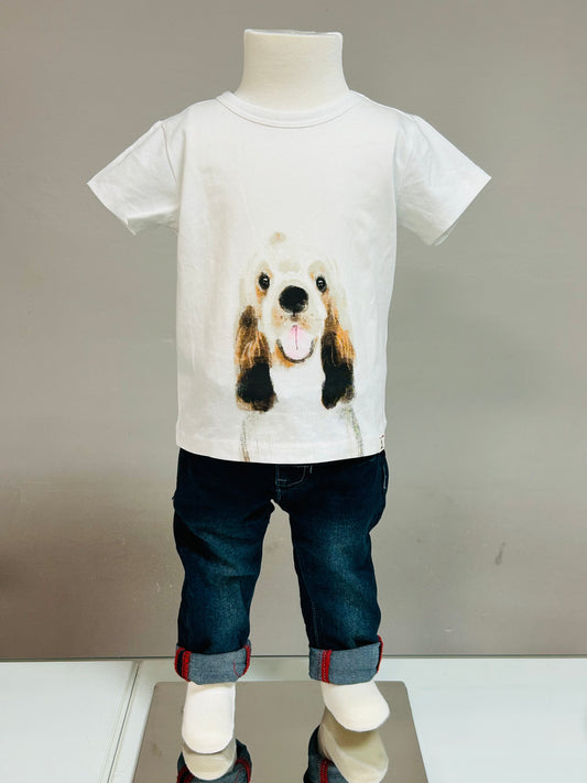 Me & Henry Baby Henry Tee White With Mark Blue Denim Jean