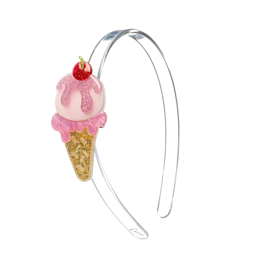Lilies & Roses - Ice Cream Cone Pink Glitter Headband