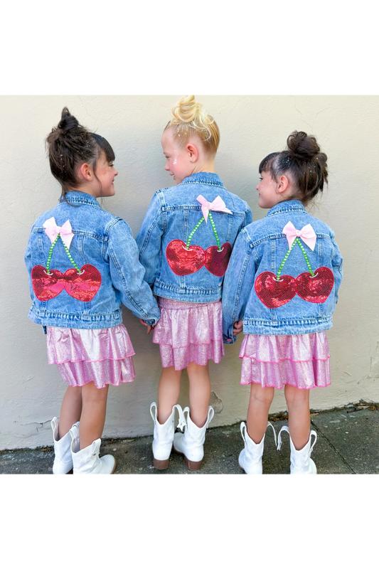TWD CHERRY AND BOW DENIM JACKET