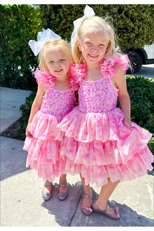 TWD OMBRE PINK SPARKLE TULLE DRESS