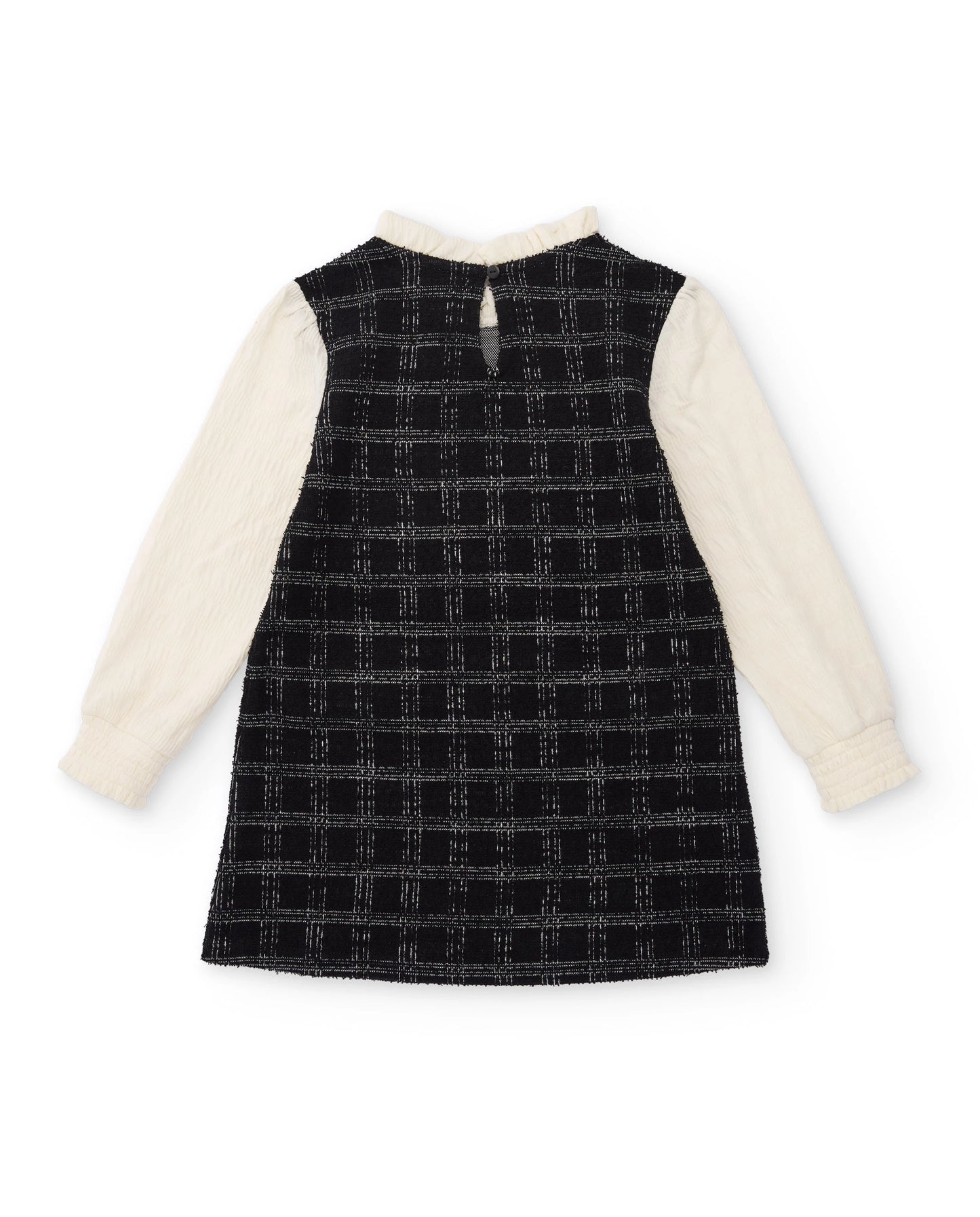 Tuc Tuc NK Vestido de niña en tejido de cuadros con mangas en contraste