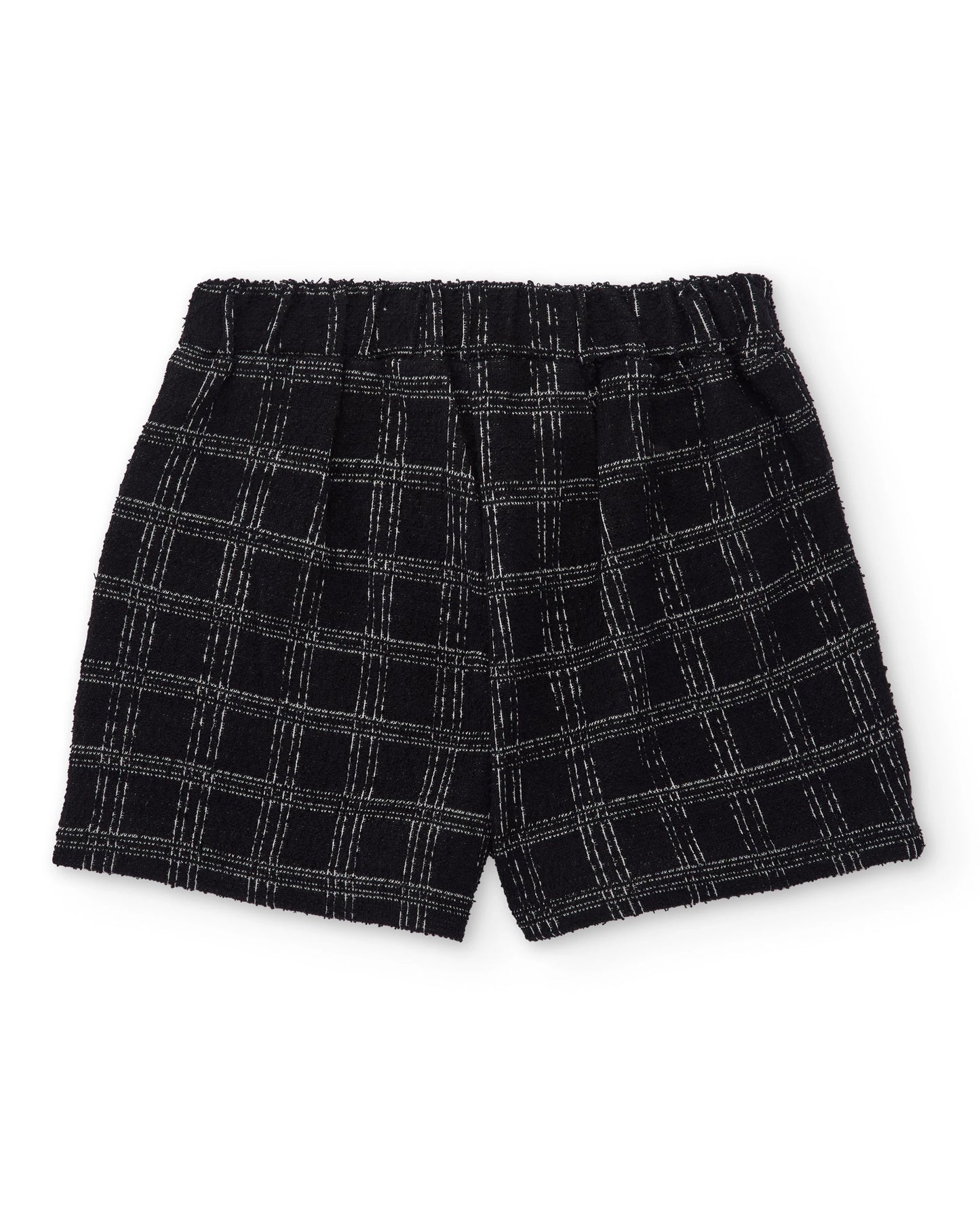 Tuc Tuc NK Conjunto Niña Camiseta cruda manga larga cuello y puños fruncidos y estampado de bailarinas Pantalón en tweed negro con cuadros grises