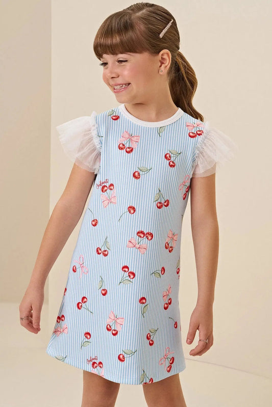 Infanti Vestido Niña Cherry Líneas Azul y Blanco