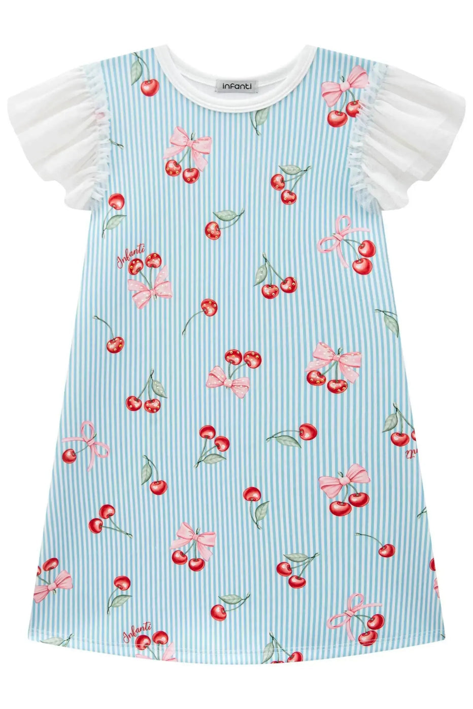 Infanti Vestido Niña Cherry Líneas Azul y Blanco
