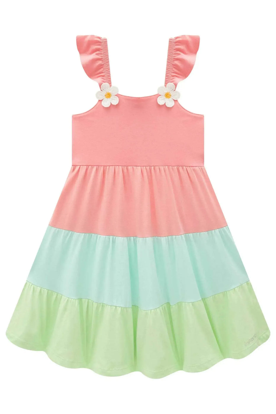 Infanti Vestido Niña Coral Flores Bordadas