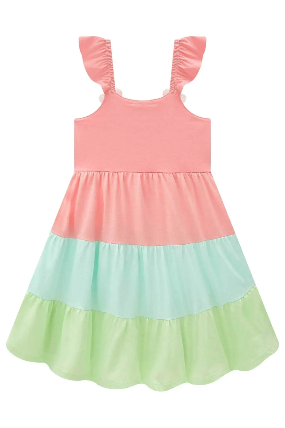 Infanti Vestido Niña Coral Flores Bordadas