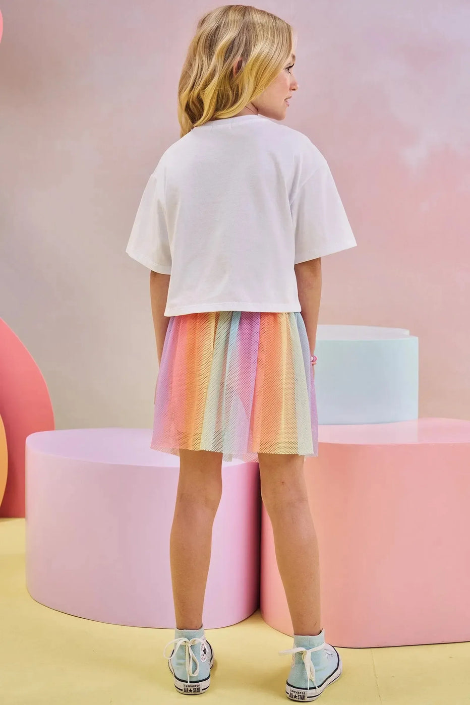 Infanti Conjunto de Blusa Helados Bordado y Piedreria Falda en Tul