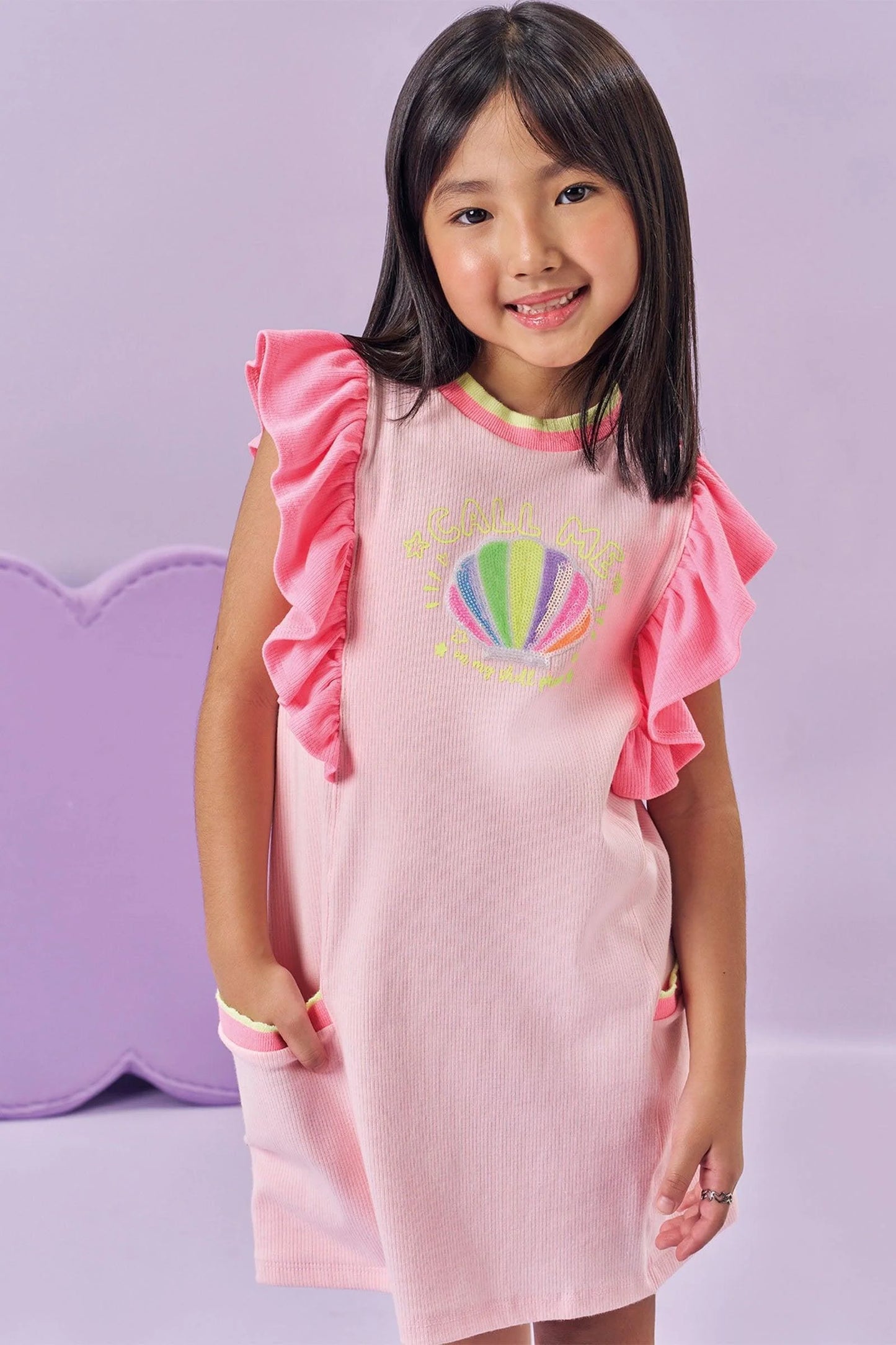 Kukie Vestido Niña Caracol Rosa