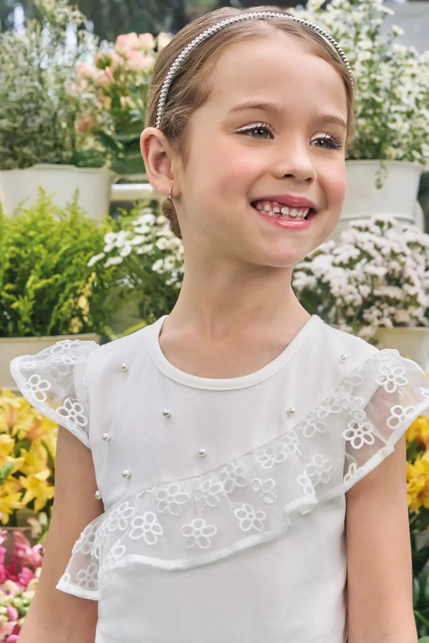 Kukie Conjunto Infantil Tul Calado Flores