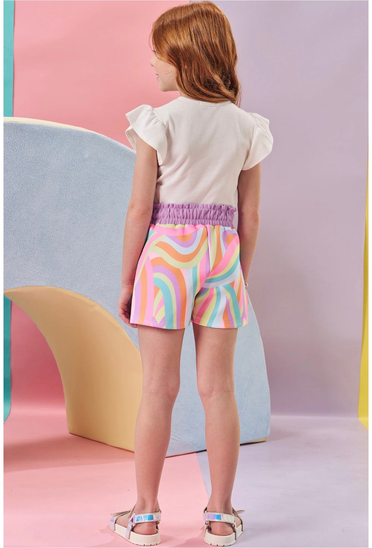 Kukiê Conjunto Blusa / Short Estampado Shell Neón