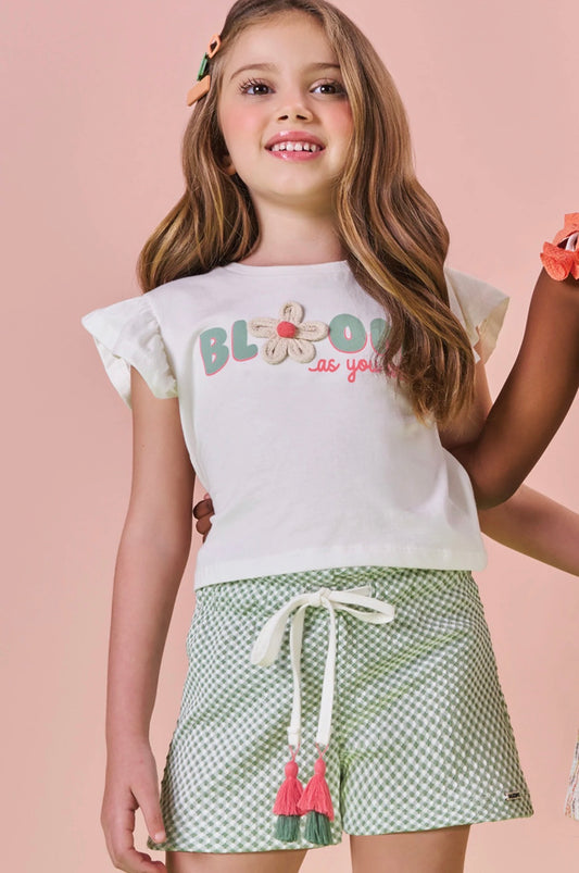 Kukiê Conjunto Blusa Y Short Verde Bloom As You Are