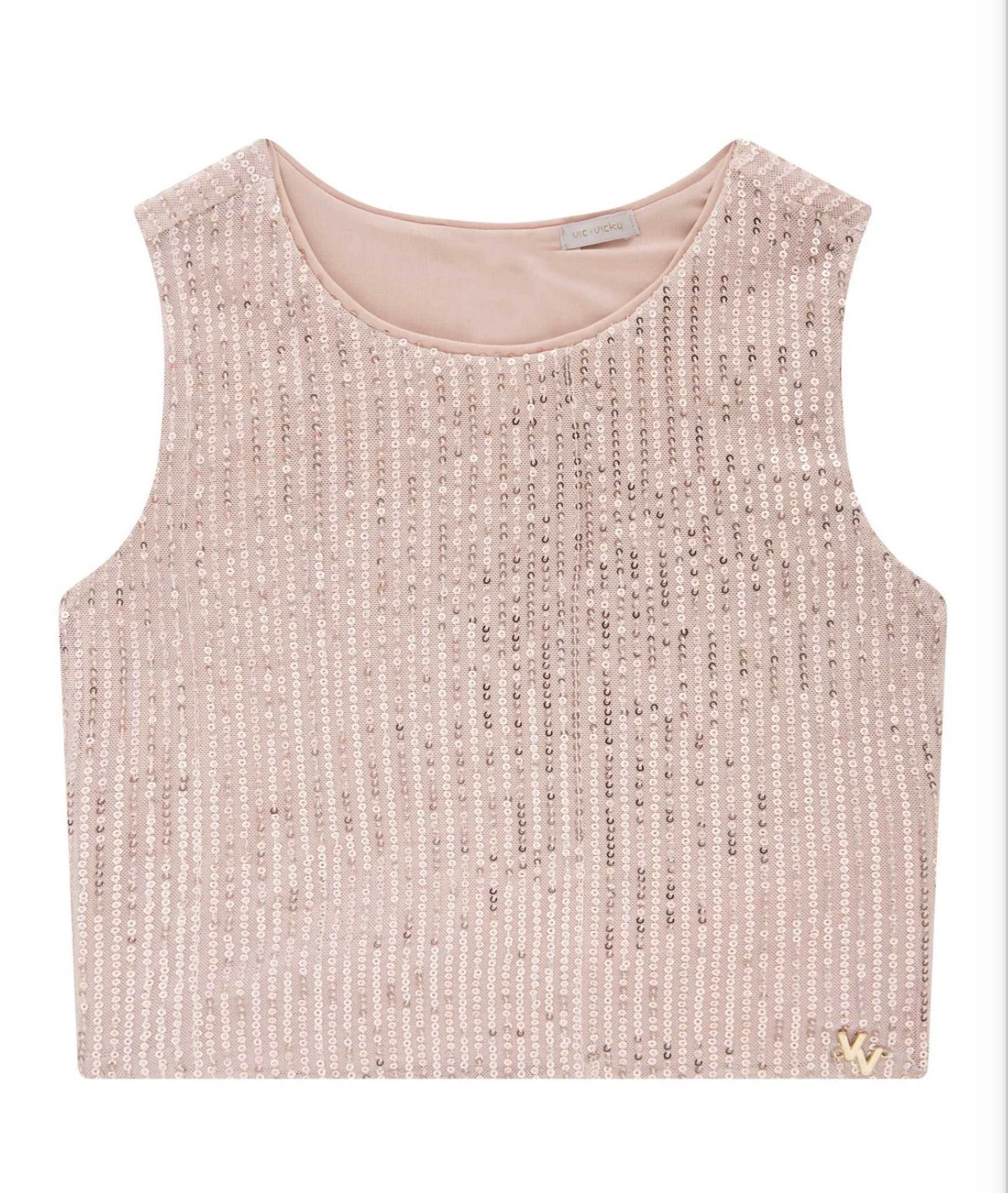 Vic & Vicky Cropped Top Lentejuelas Dorado