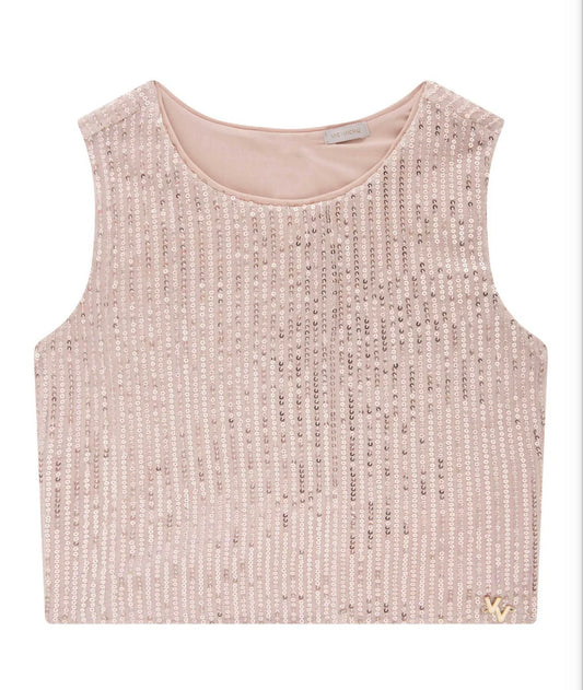 Vic & Vicky Cropped Top Lentejuelas Dorado