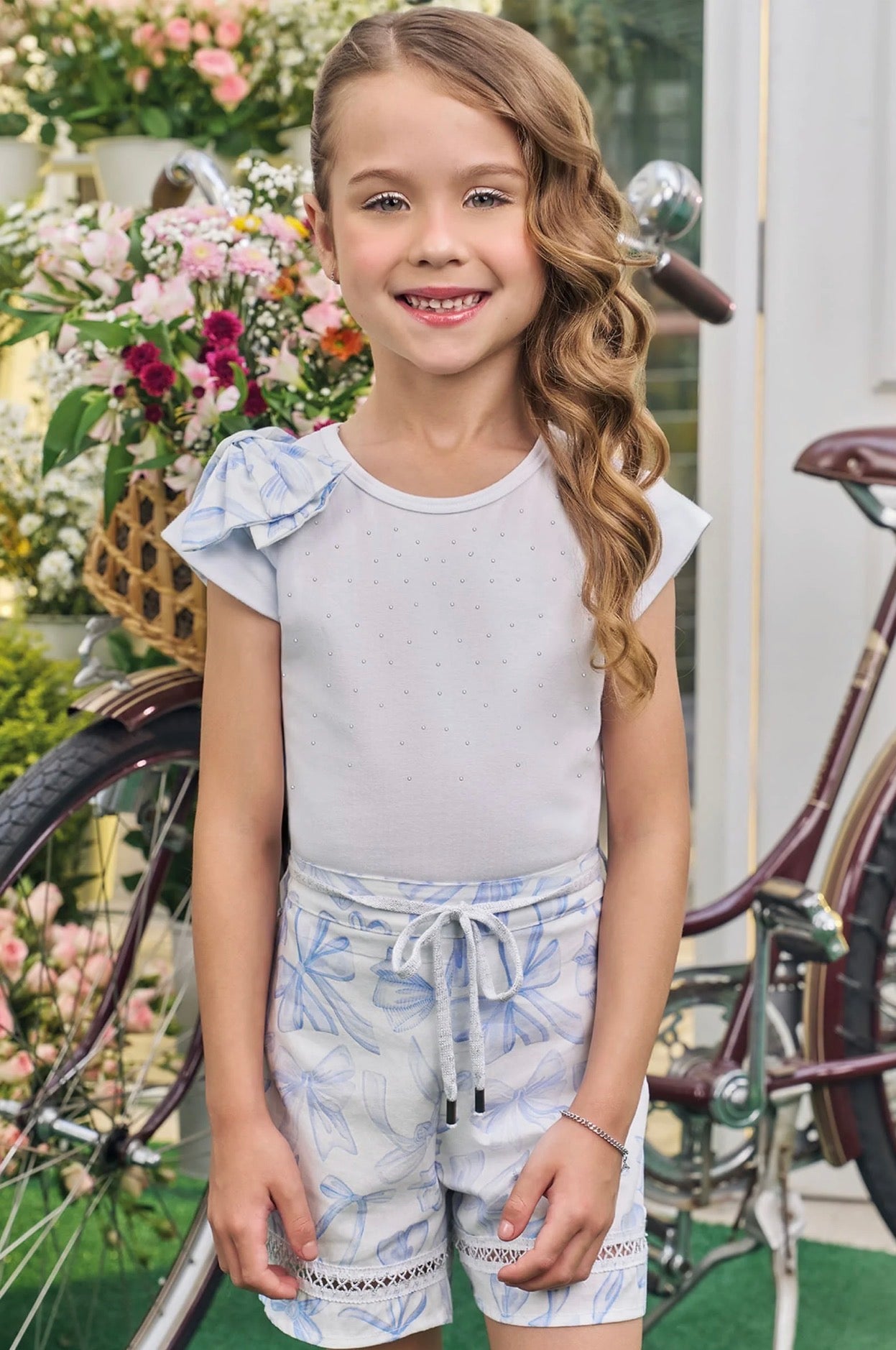 Kukiê Conjunto Blusa Y Short Lazos Azul