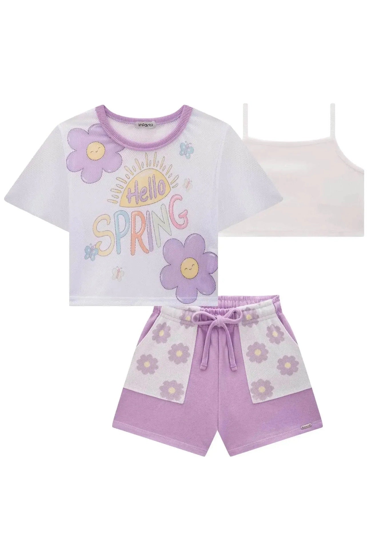 Infanti Trío Top Blusa Short Hello Spring
