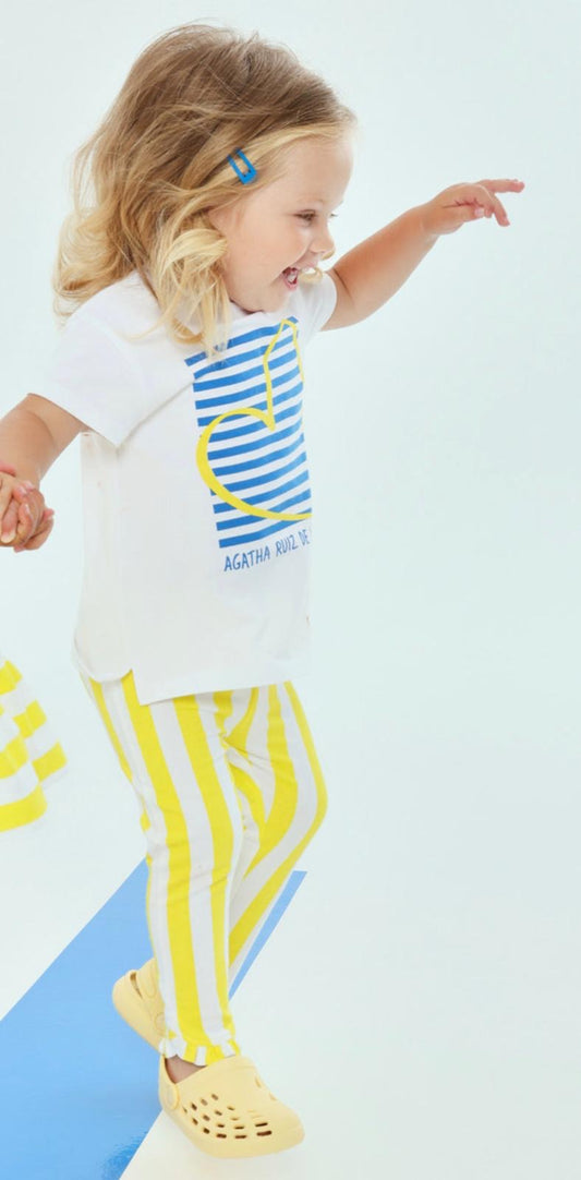 Agatha Ruiz De La Prada Conjunto Camiseta + Legging Rayas Amarillas