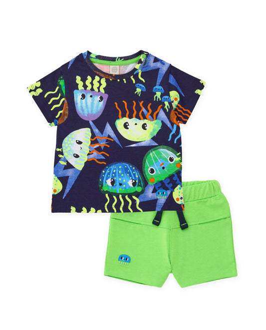Tuc Tuc Conjunto de niño de punto con estampado de medusas