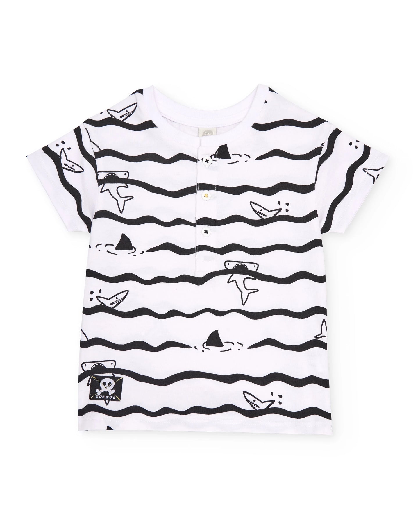 TucTuc Conjunto Camiseta y Bermudas de niño de punto y estampado de tiburones