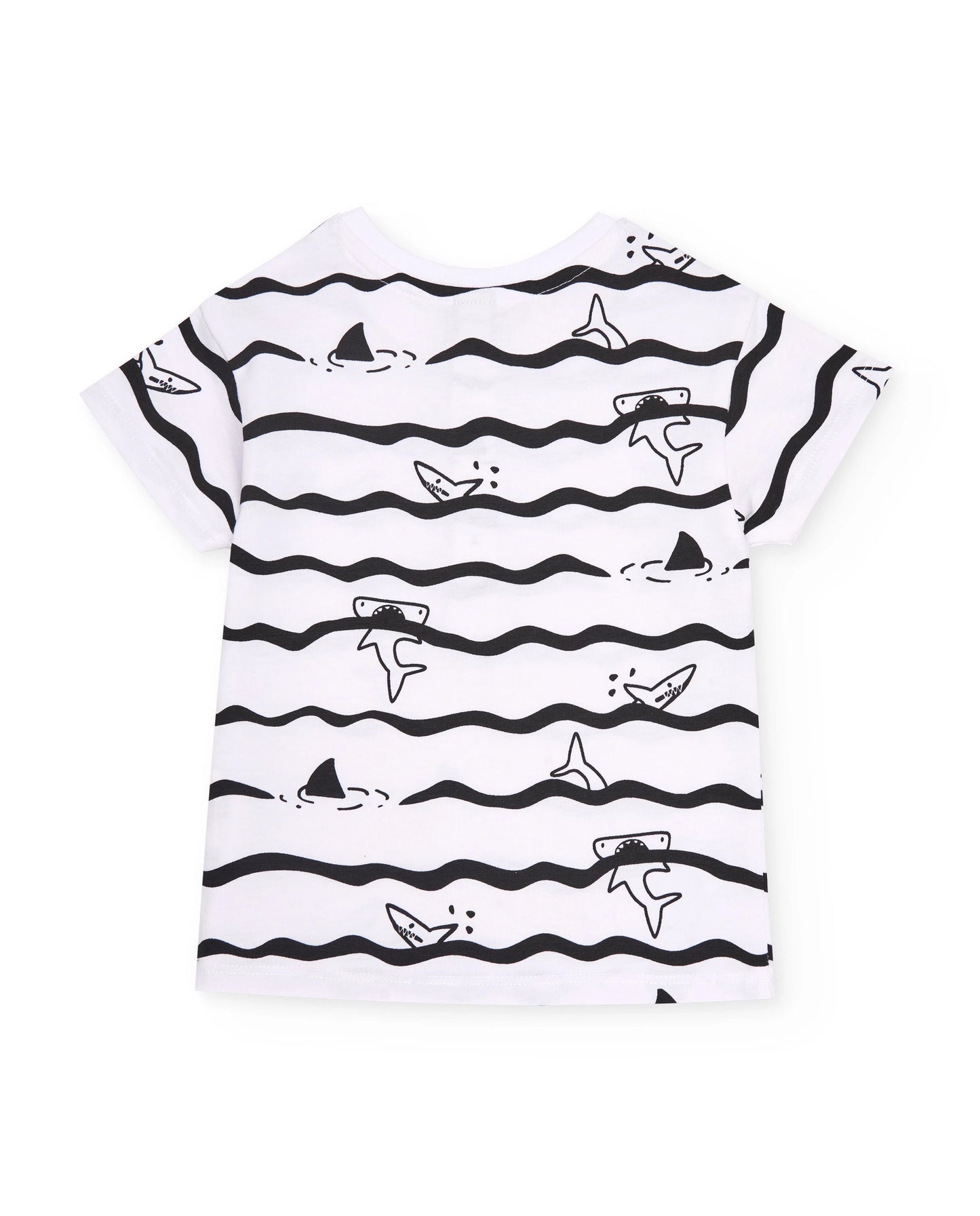TucTuc Conjunto Camiseta y Bermudas de niño de punto y estampado de tiburones