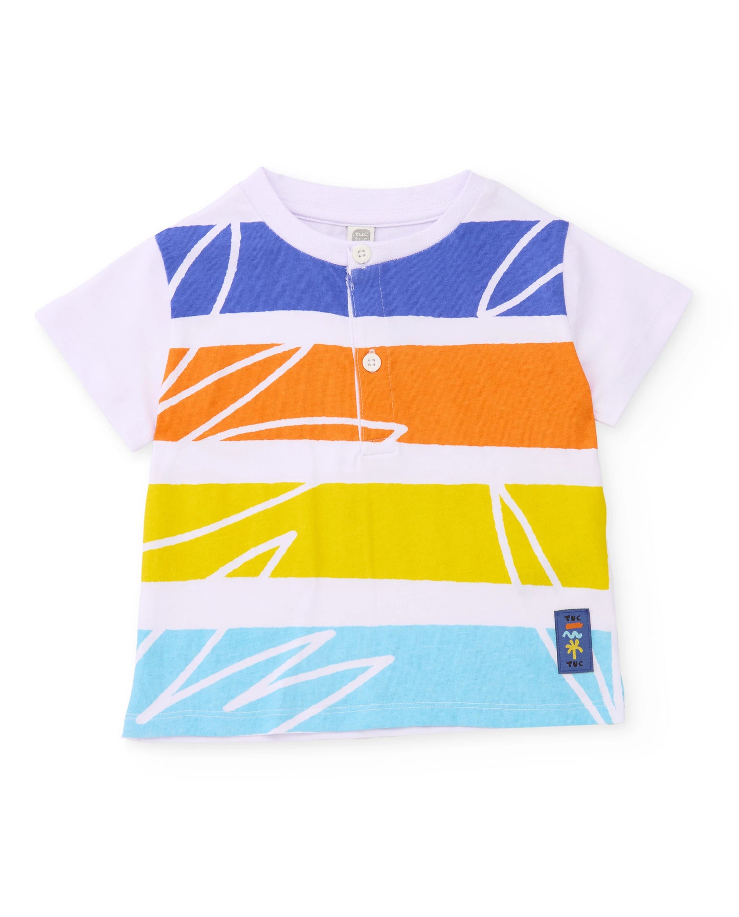 TucTuc conjunto Camiseta de niño de punto con franjas horizontales Bermuda de planay bolsillos frontales
