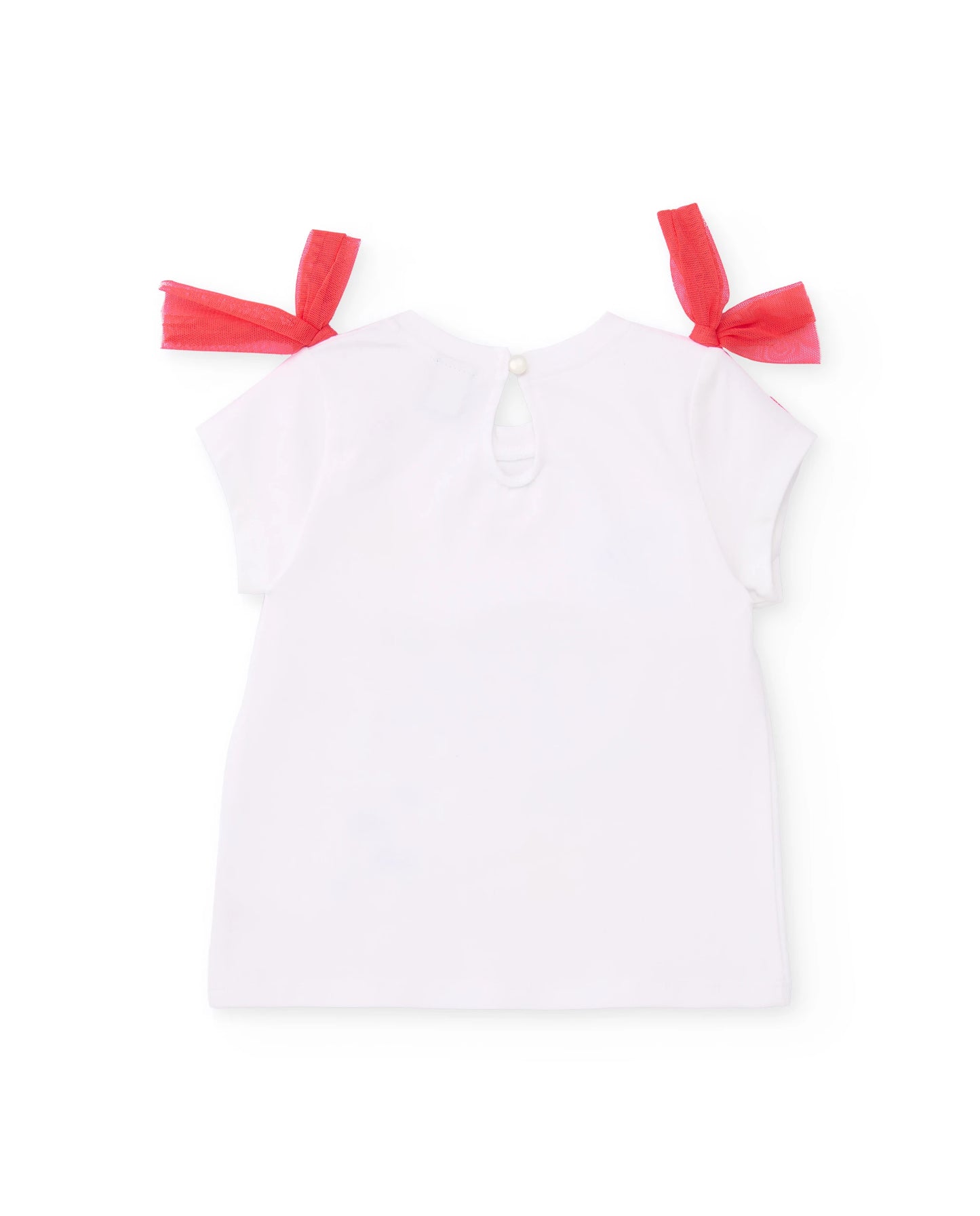 TucTuc Conjunto Camiseta de niña de punto con pez frontal Falda pantalón de niña de plana y denim ligero