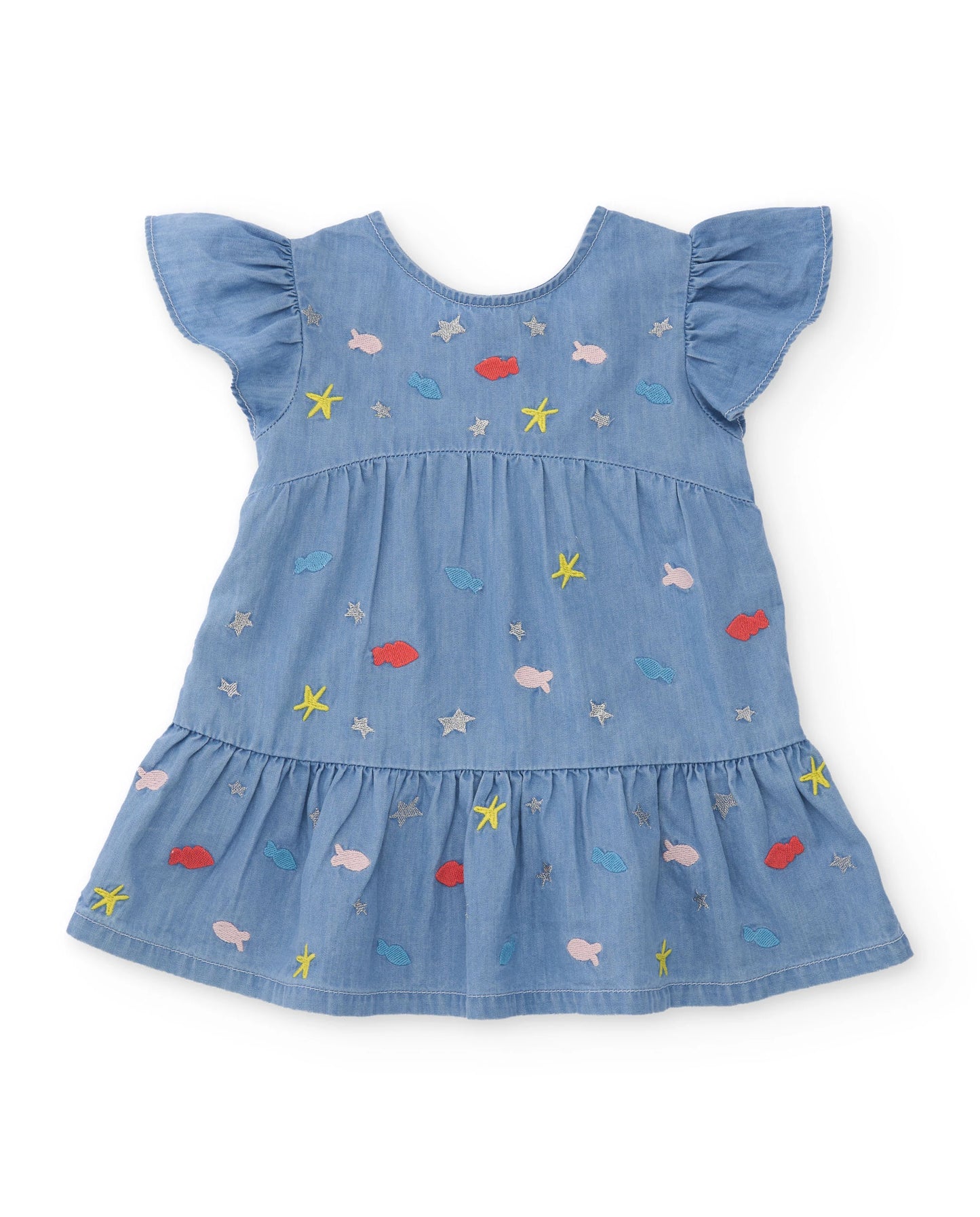TucTuc Vestido de niña de plana y denim suave