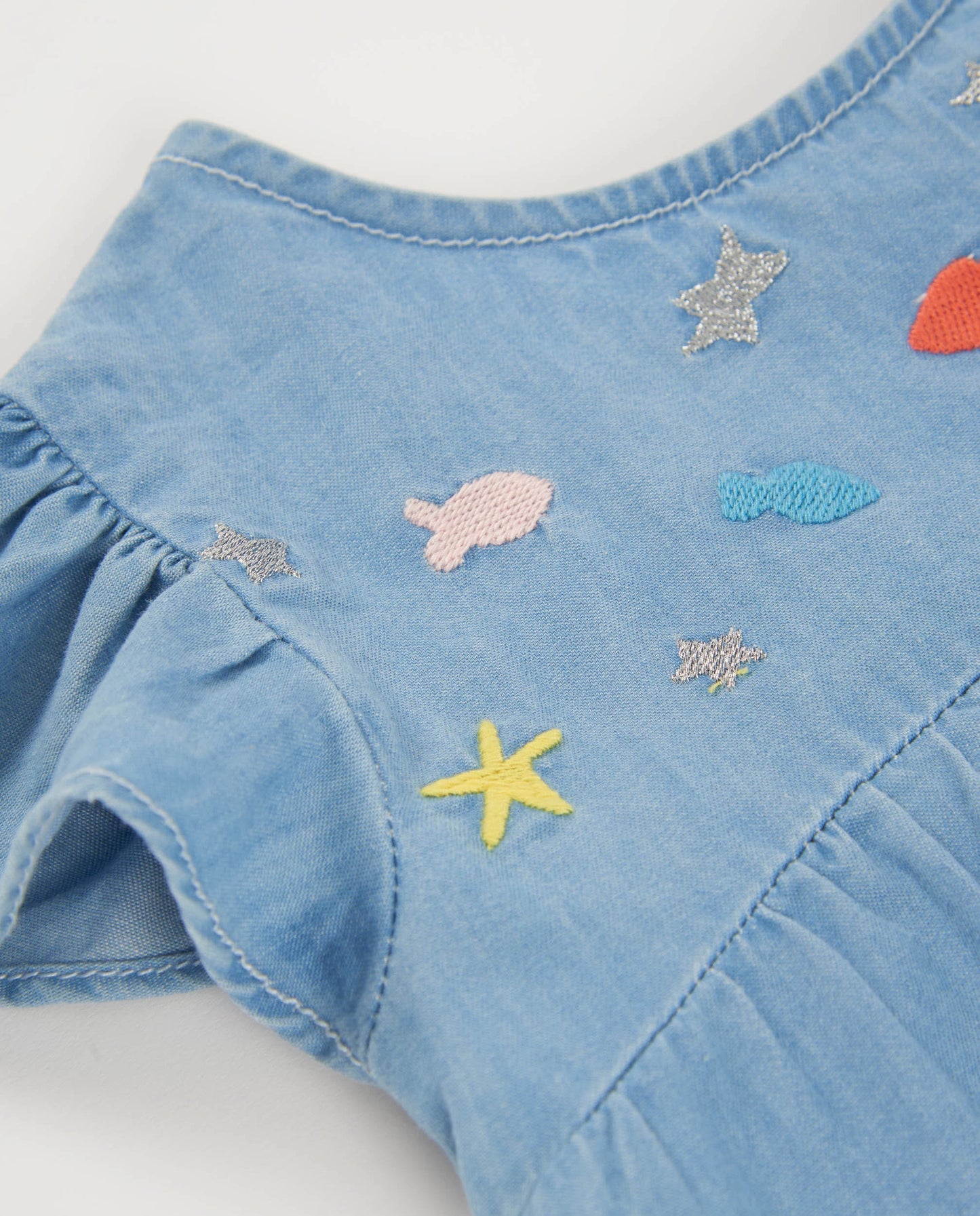 TucTuc Vestido de niña de plana y denim suave