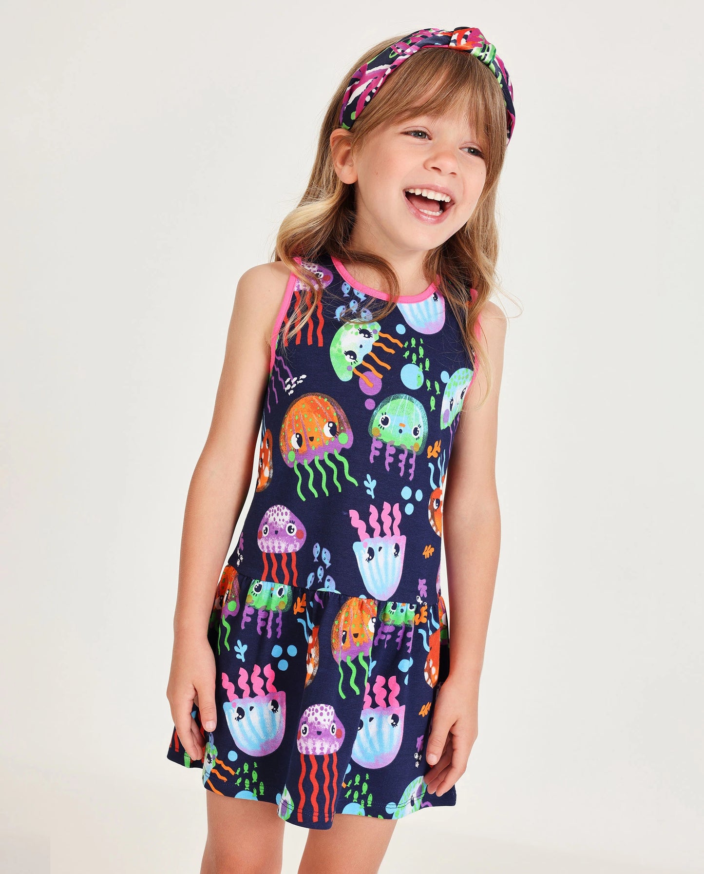 TucTuc Vestido de niña Estampado Marino De Medusa