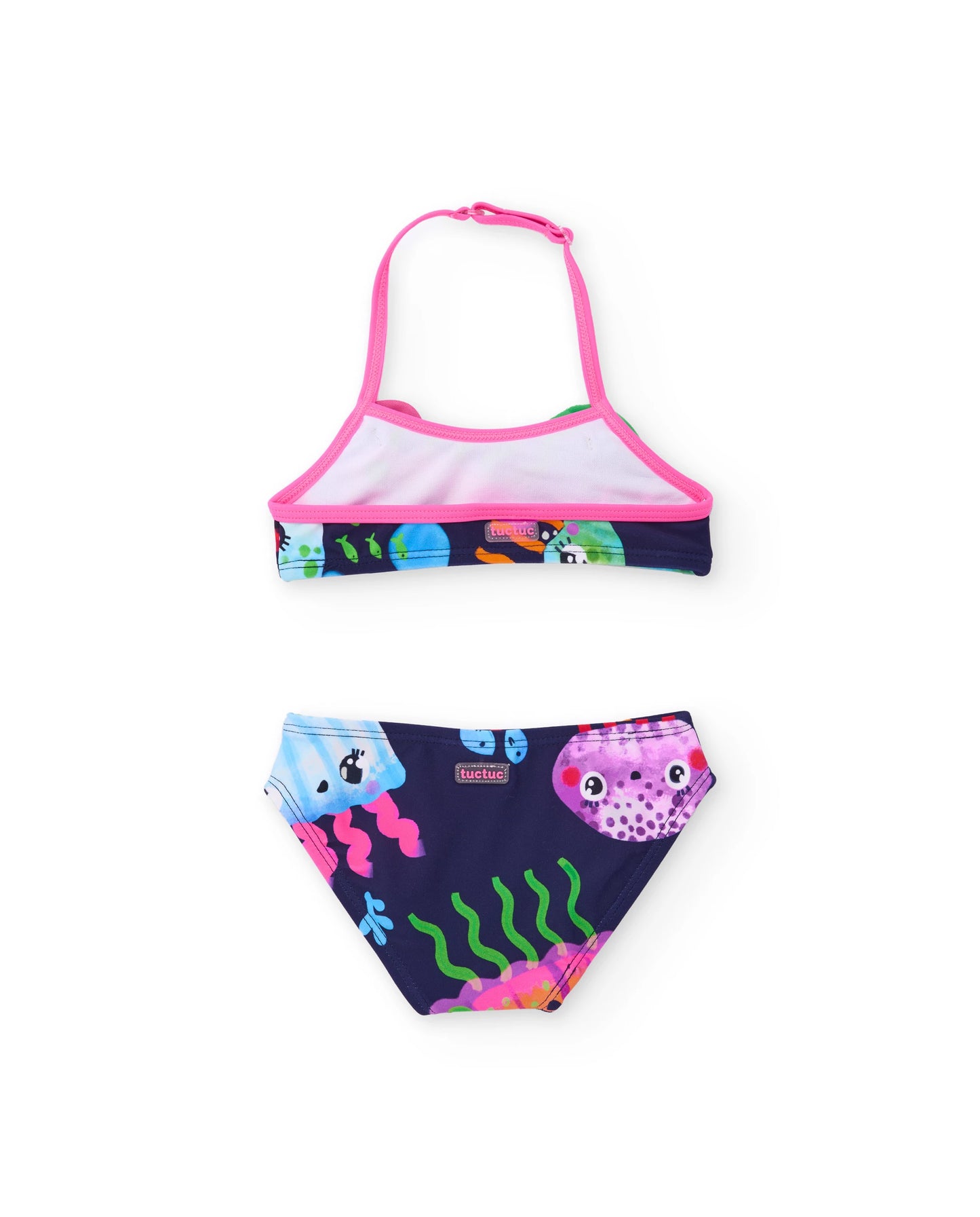 TucTuc Bikini de niña de punto y flores aplicadas