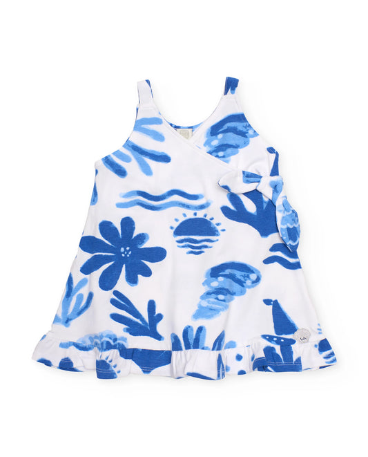 TucTuc Vestido de niña de punto y lazo lateral Marino