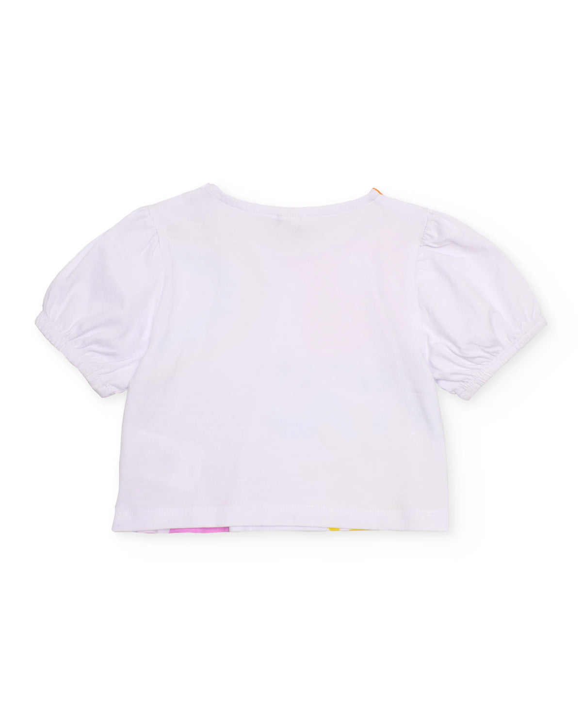 TucTuc Conjunto Camiseta de niña de punto y mangas fruncidas Falda plana y botones de corazón