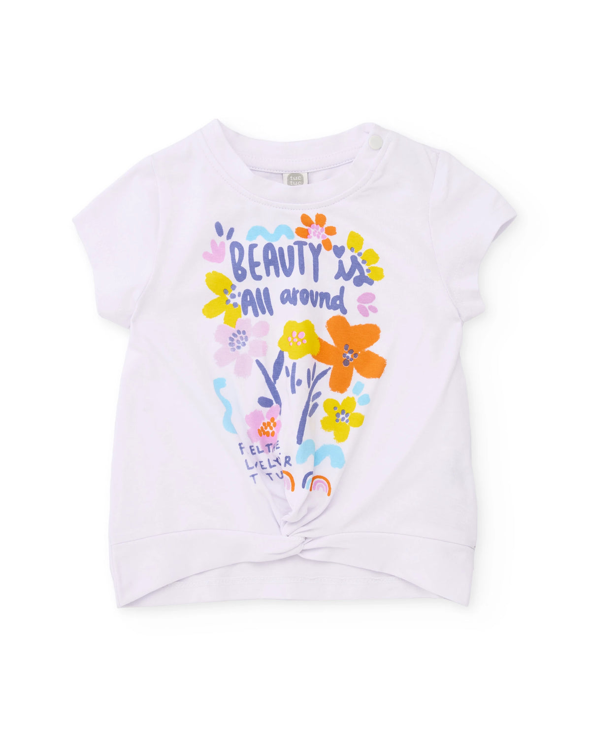 TucTuc Conjunto Camiseta de niña de punto y nudo decorativo Leggings punto y tejido elástico