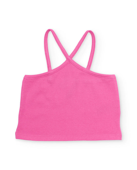 TucTuc NK Conjunto Niña Top de punto con tirantes finos cruzados Short de plana y denim suave