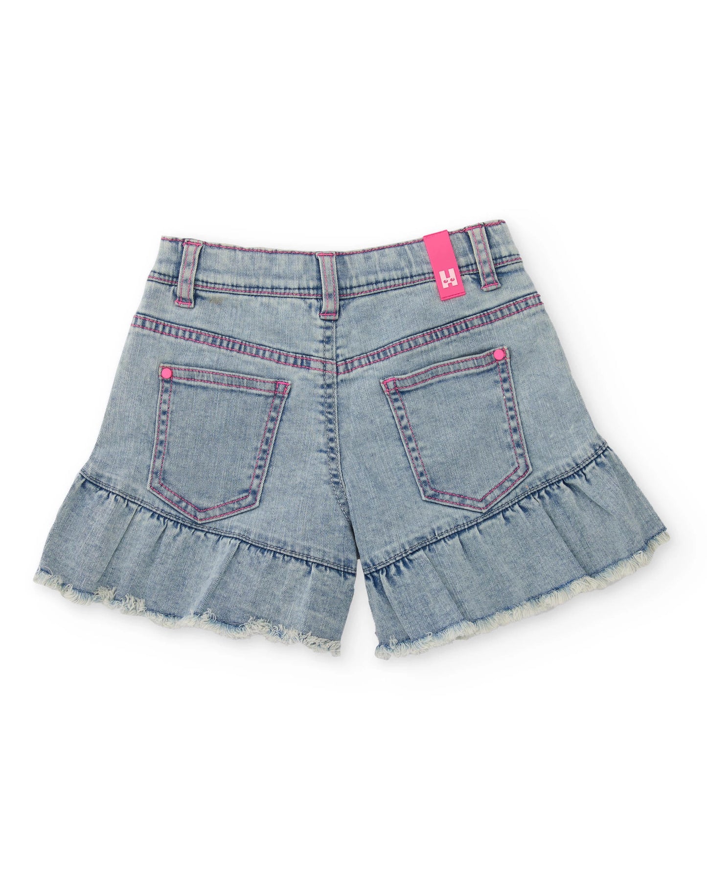 TucTuc NK Conjunto Niña Top de punto con tirantes finos cruzados Short de plana y denim suave