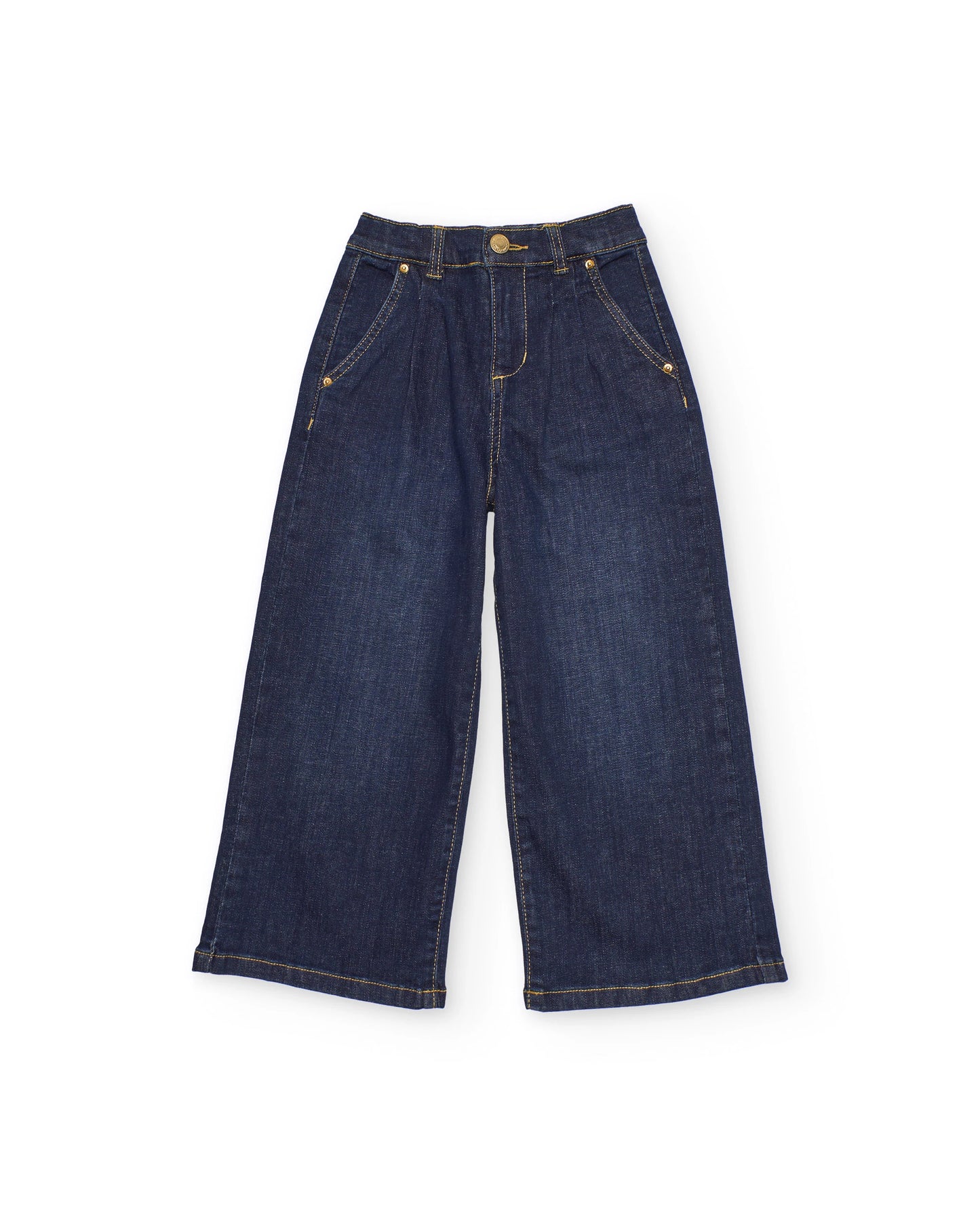 TucTuc NK Conjunto Niña Top de punto con fruncido central Pantalones de plana y tejido denim