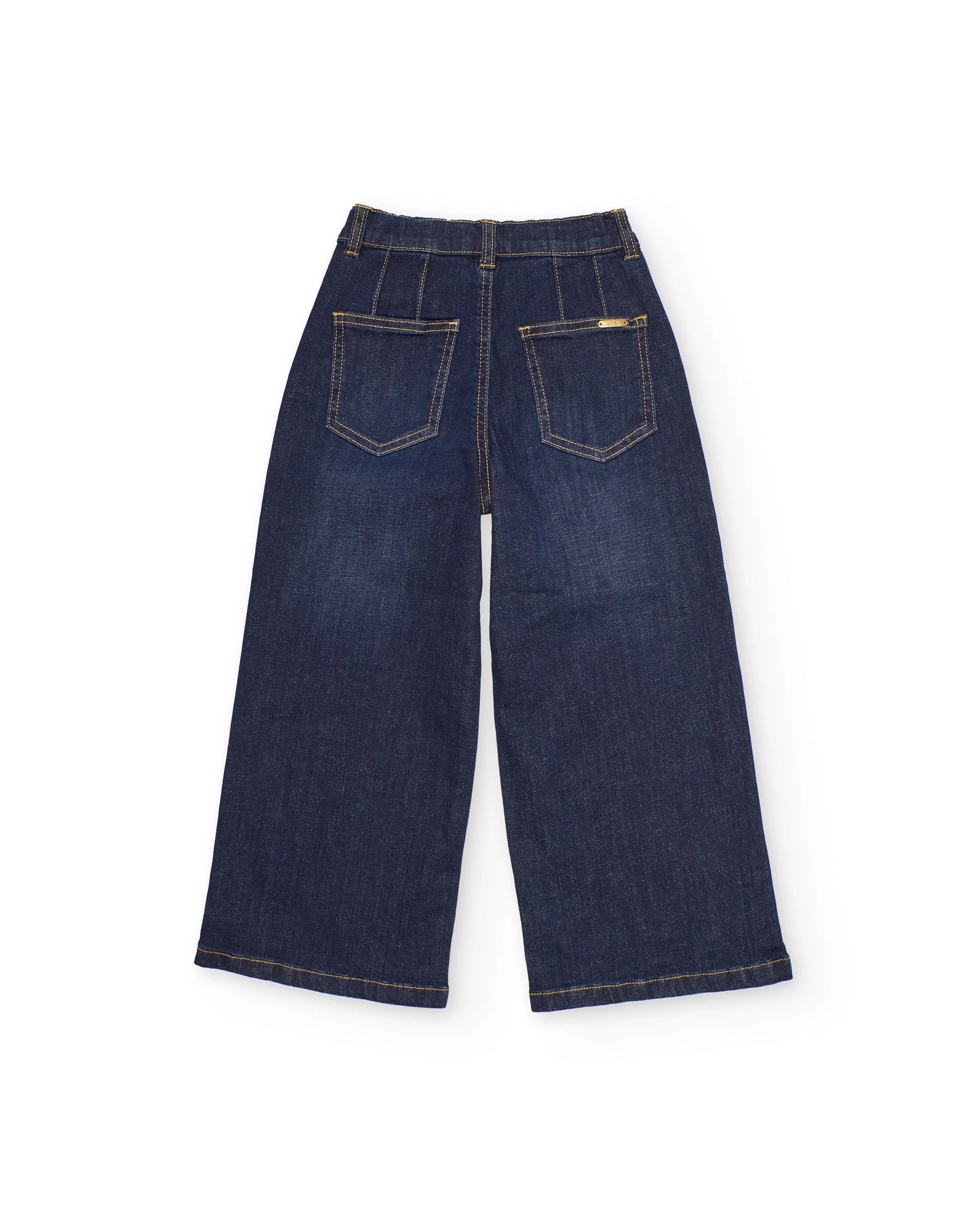 TucTuc NK Conjunto Niña Top de punto con fruncido central Pantalones de plana y tejido denim