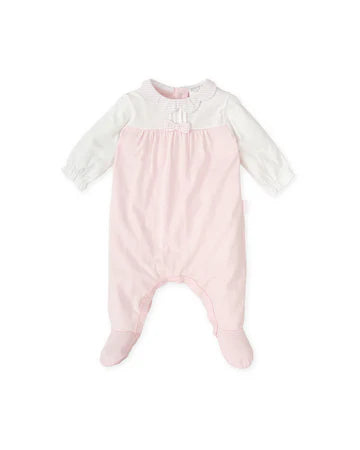 Tutto Piccolo PELELE LARGO PIQUÉ RAYAS ROSA