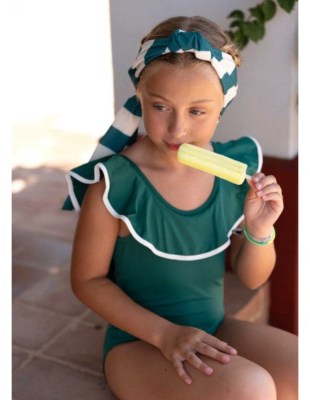José Varón Girl Swimwear Verde/Crudo