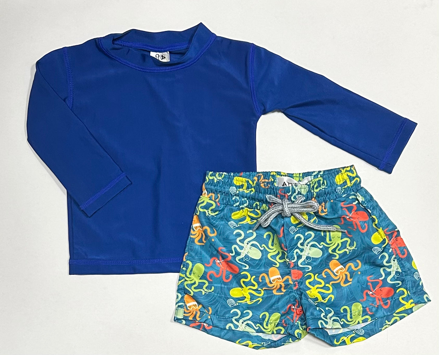 Amor Canelo Swimwear Conjunto Rashguard Y Bañador Pulpo Azul